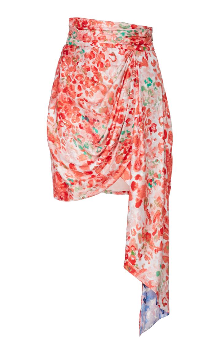 Prabal Gurung Tied Tulip Silk Mini Skirt