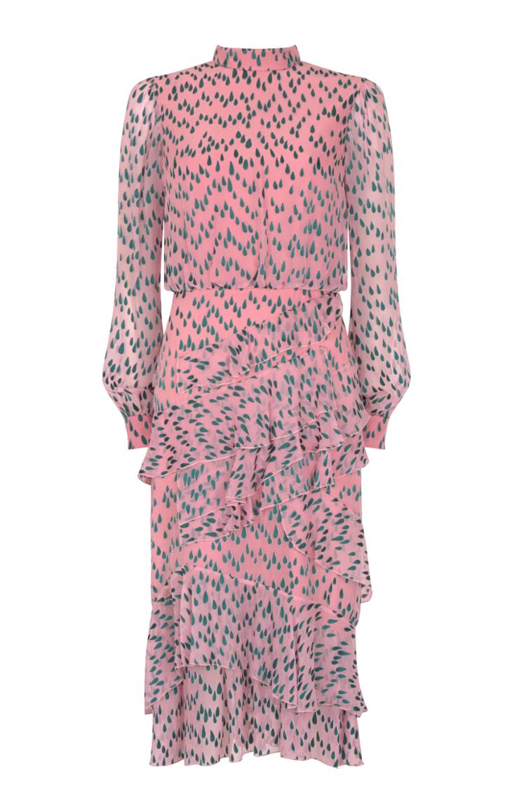 Moda Operandi Saloni Isa Ruffled Silk Devore Dress