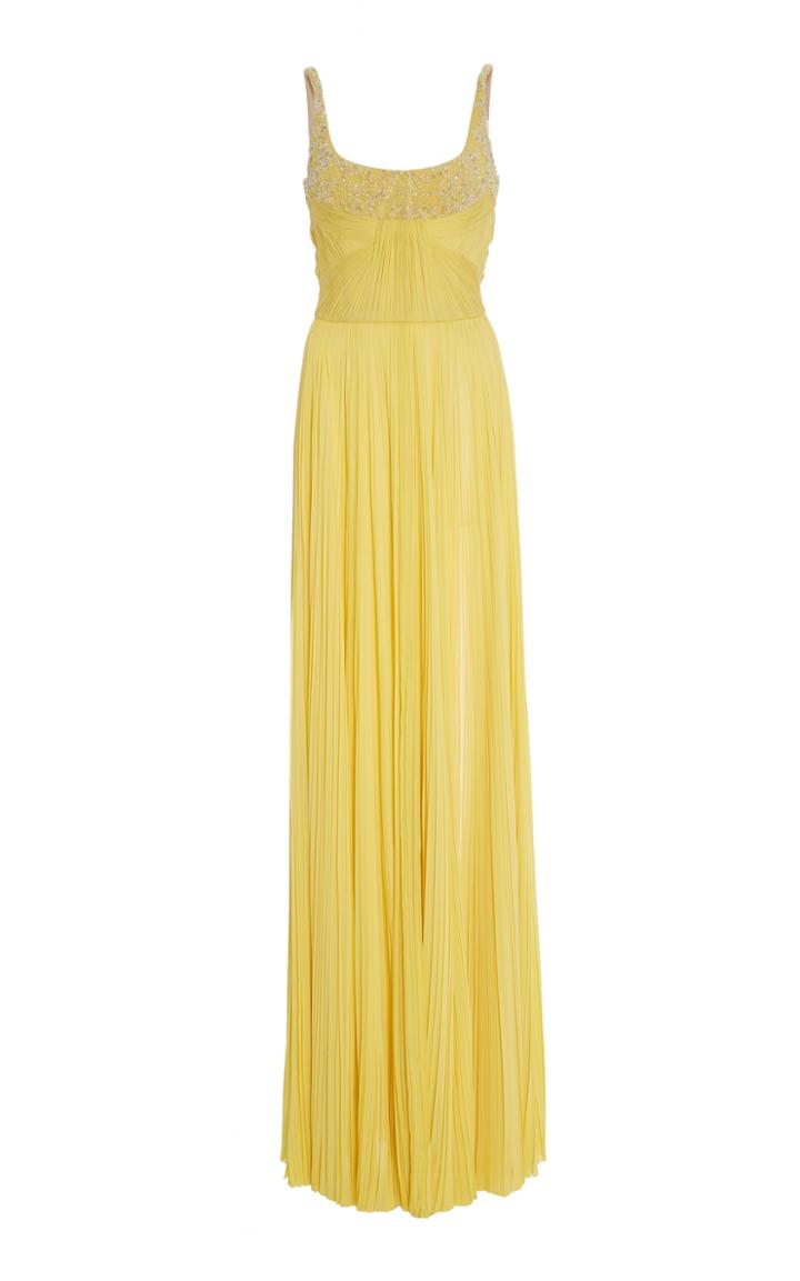 J. Mendel Strapless Pleated Embellished Gown