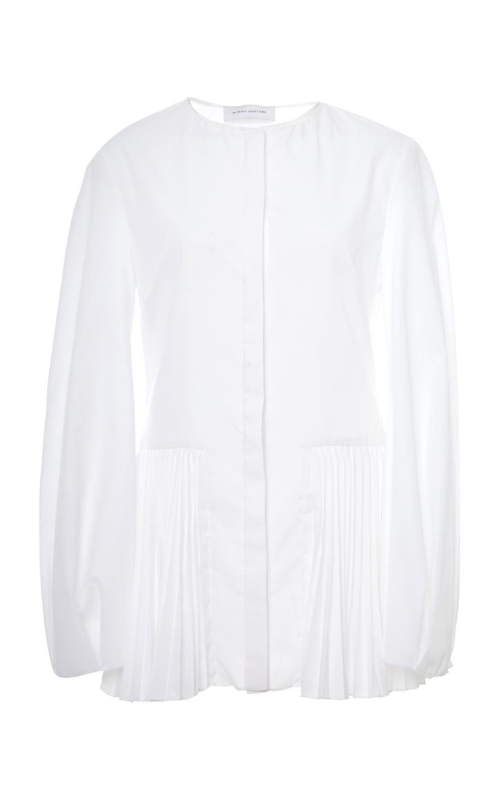 Marina Moscone Blouse With Sunburst Peplum