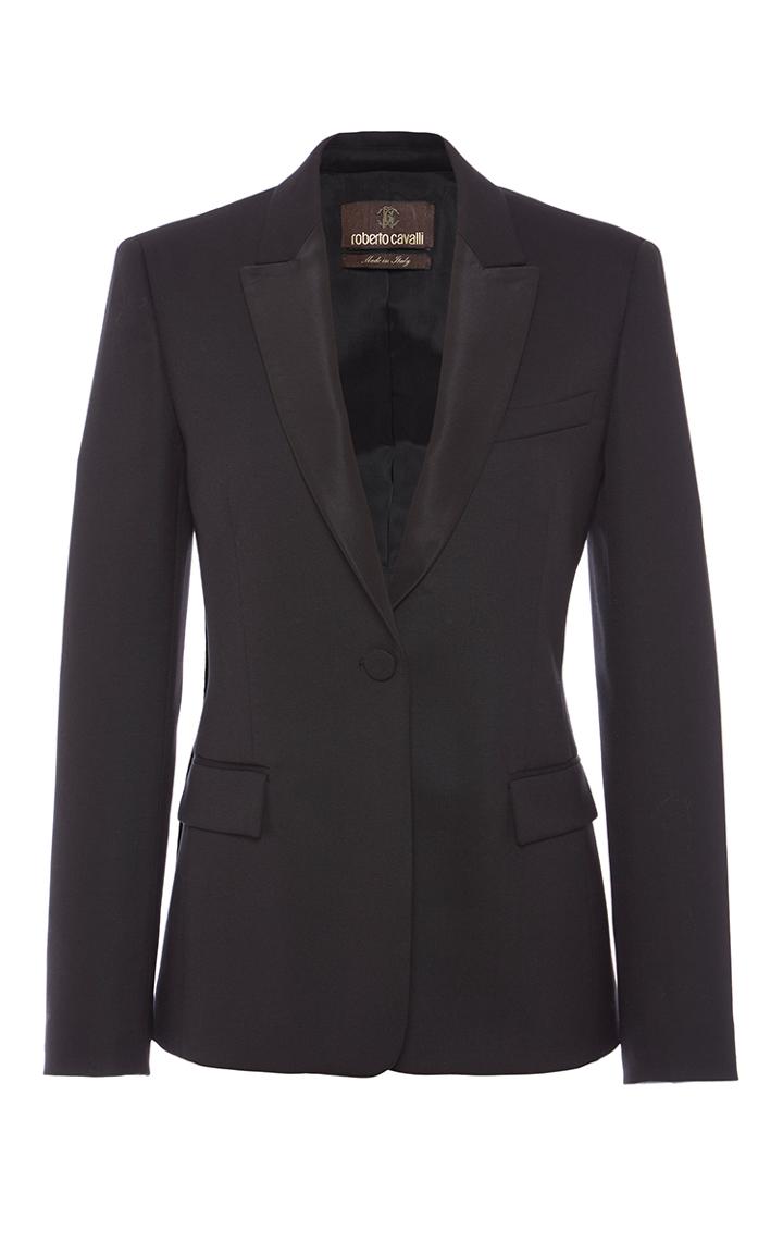 Roberto Cavalli Black Wool Fresh Stretch Jacket