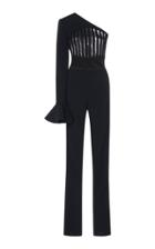 David Koma Macram One Sleeve Cady Jumpsuit