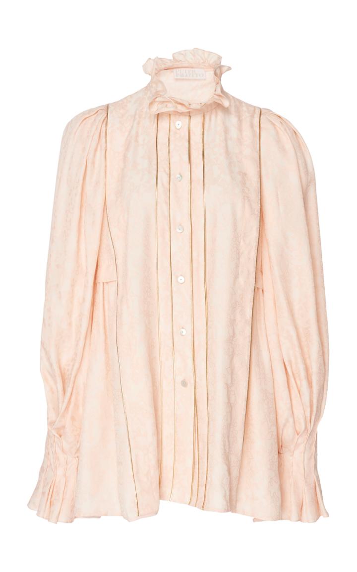 Peter Pilotto Ruffle Neck Fluid Jacquard Blouse