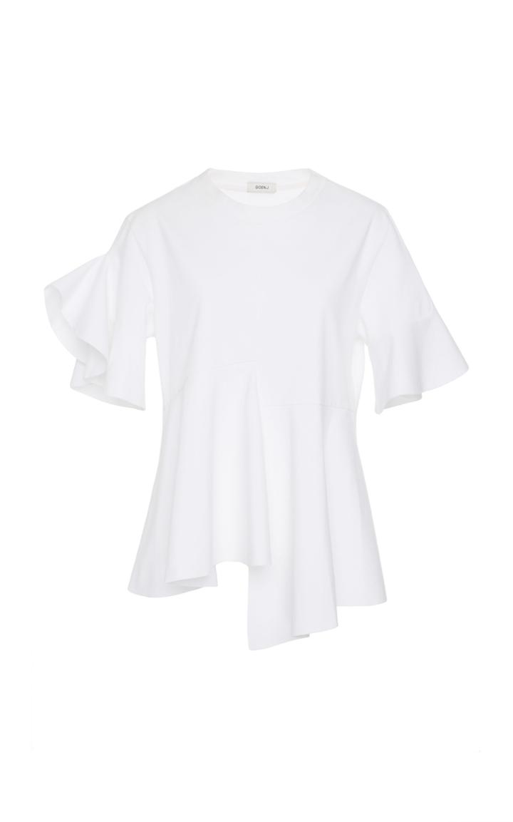 Goen.j Asymmetric Paneled Wide Cuffed Jersey Top