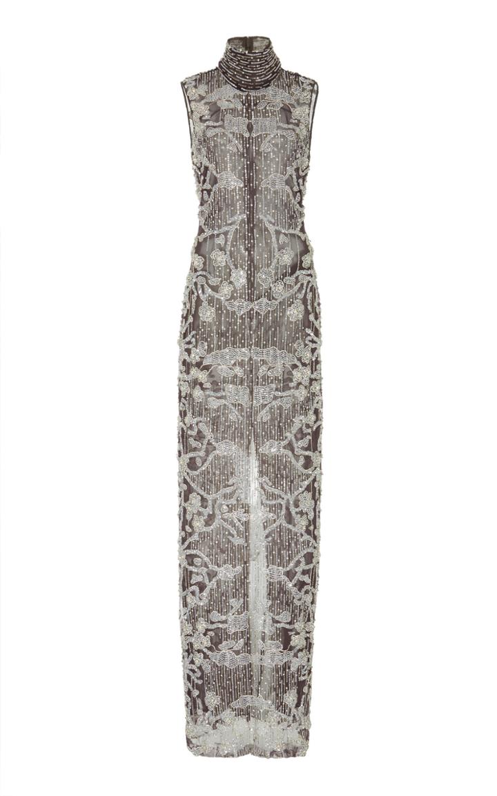 Naeem Khan Sequin-embellished Chiffon Turtleneck Gown