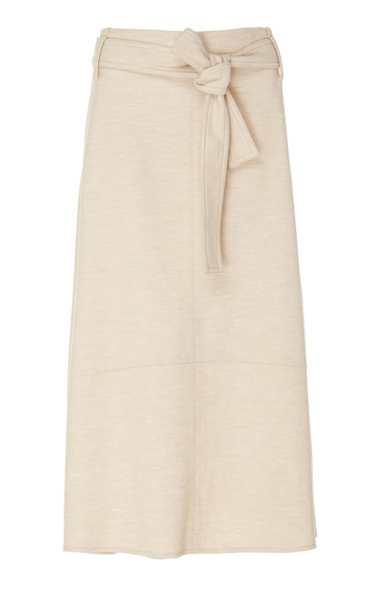 Vince Belted Wool-blend Midi Skirt