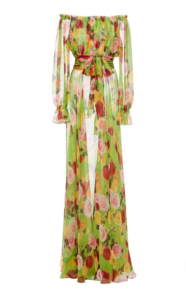 Naeem Khan Floral Off-the-shoulder Gown
