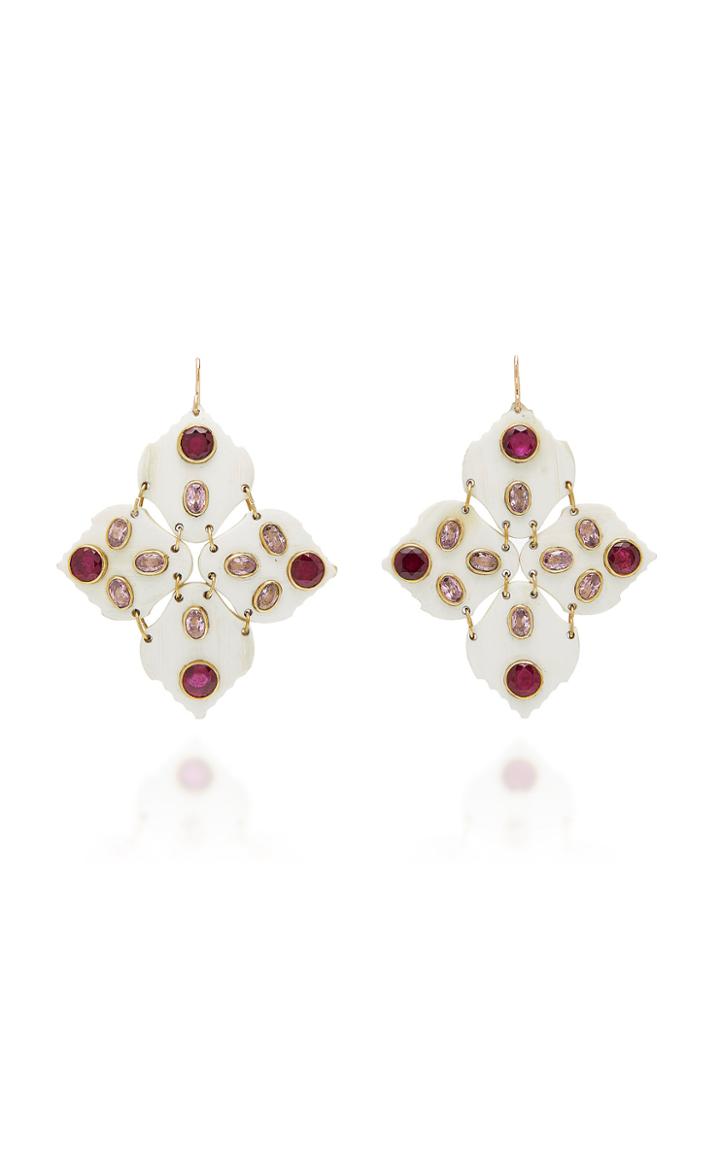 Ashley Pittman Angalia Horn, Ruby And Pink Amethyst Earrings