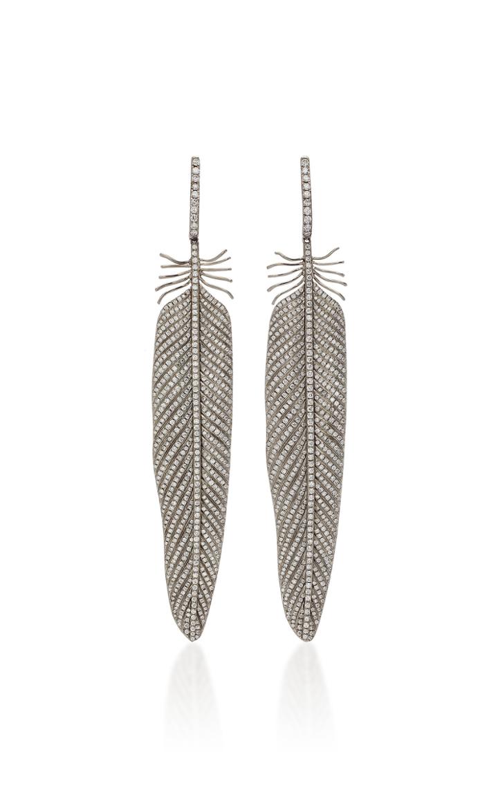 Sidney Garber Plumage Titanium And Diamond Earrings