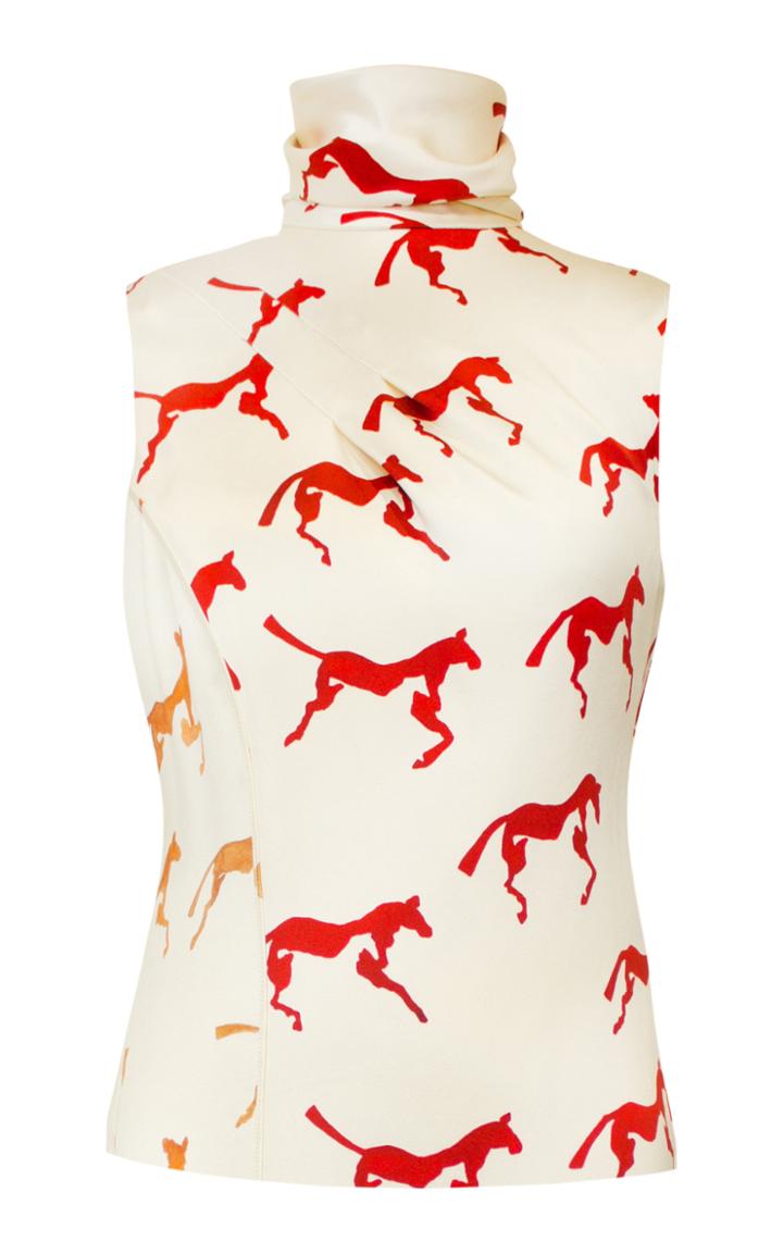 Alejandra Alonso Rojas Sleeveless Printed Turtleneck