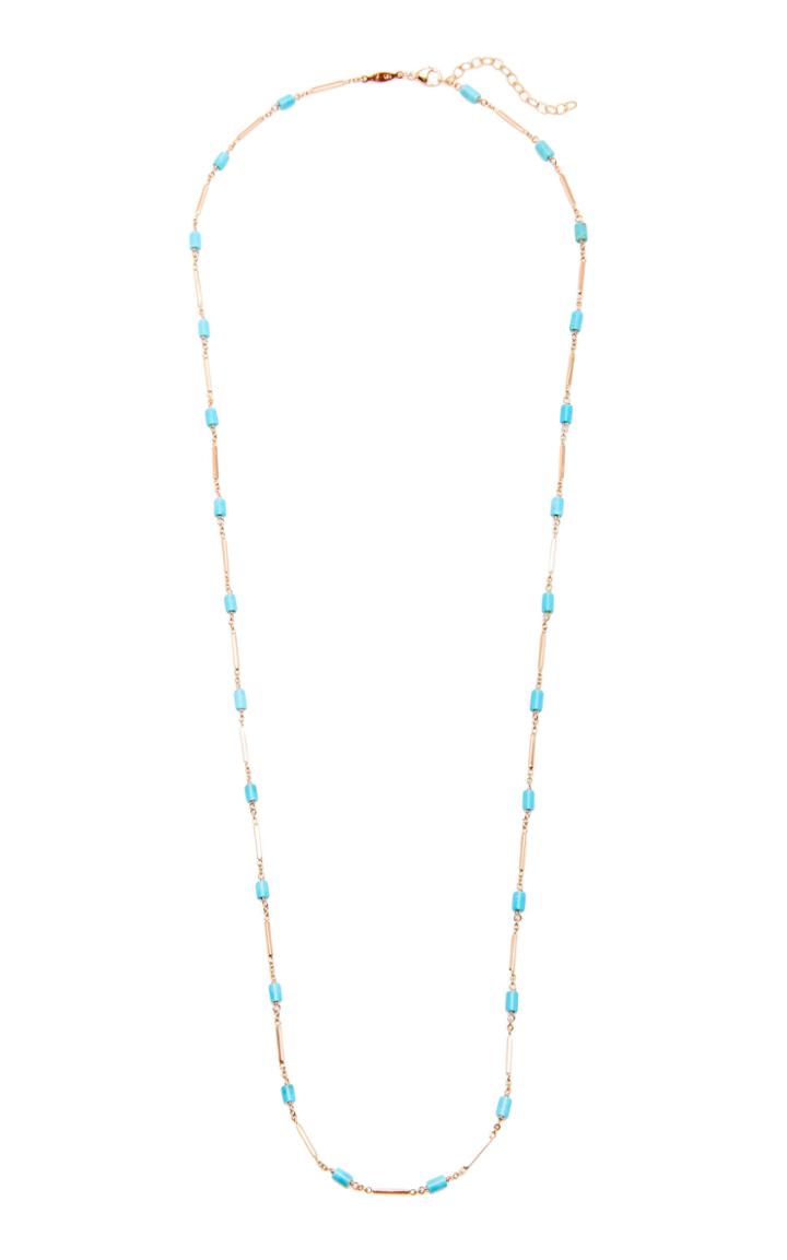 Jacquie Aiche 14k Rose Gold Turquoise And Bar Necklace