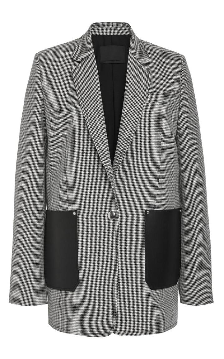 Alexander Wang Houndstooth Tailored Jacket With Patch Pockets