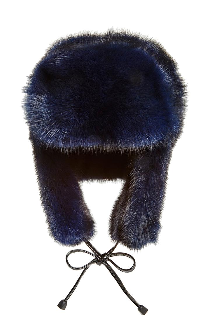 Pologeorgis Navy Sable Fur Trapper Hat