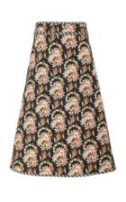 Oscar De La Renta Floral-print Silk-faille Midi Skirt