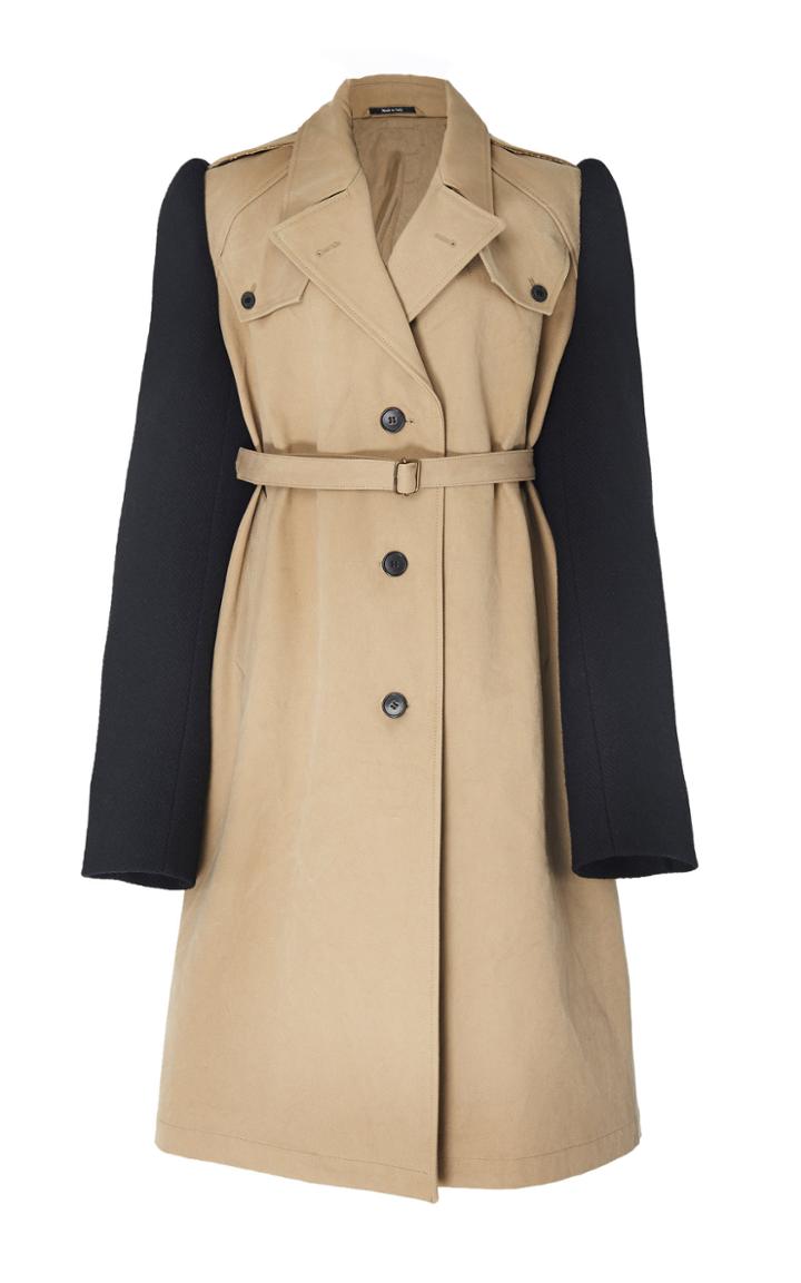 Maison Margiela Two-tone Gabardine And Twill Trench Coat