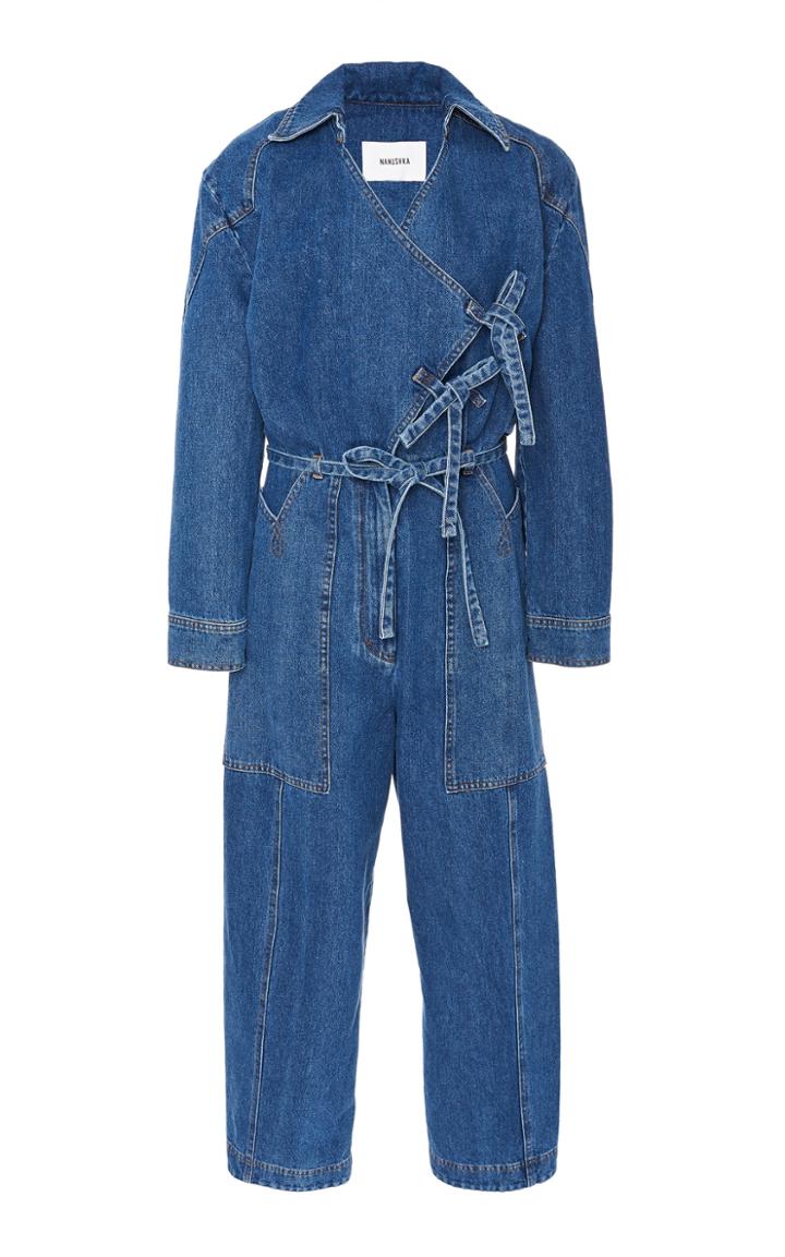 Nanushka Naki Wrap-effect Denim Jumpsuit