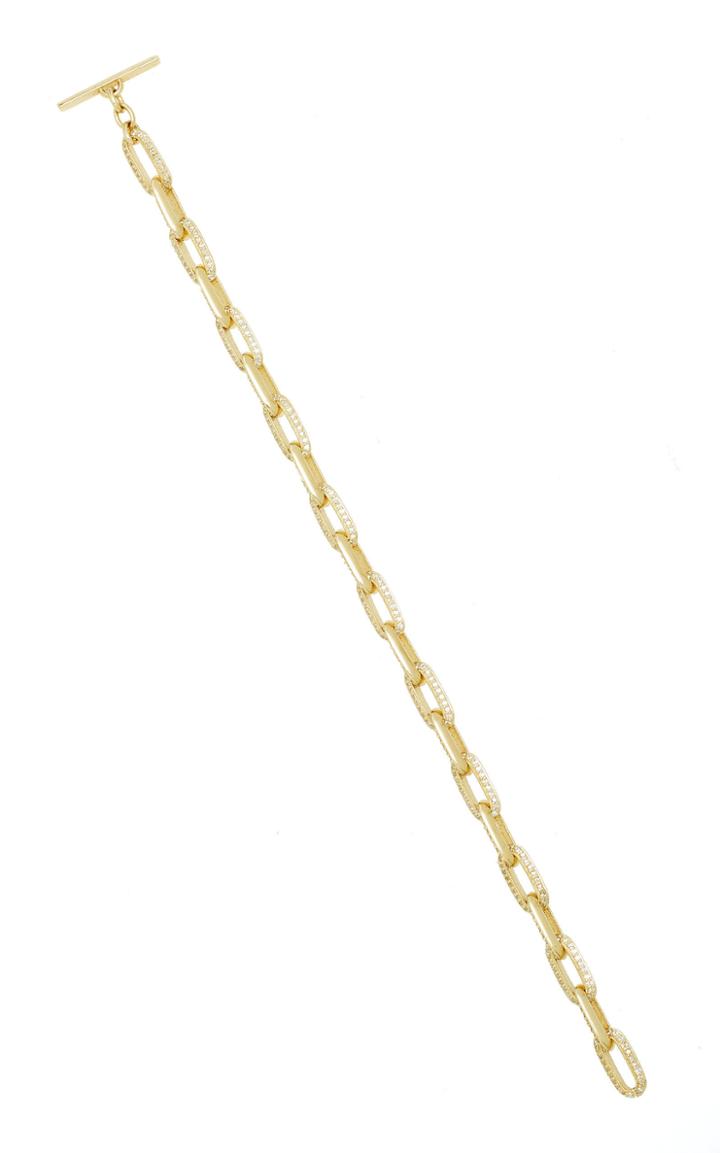 Moda Operandi Lizzie Mandler White Diamond Pave Knife Edge Oval Link Bracelet