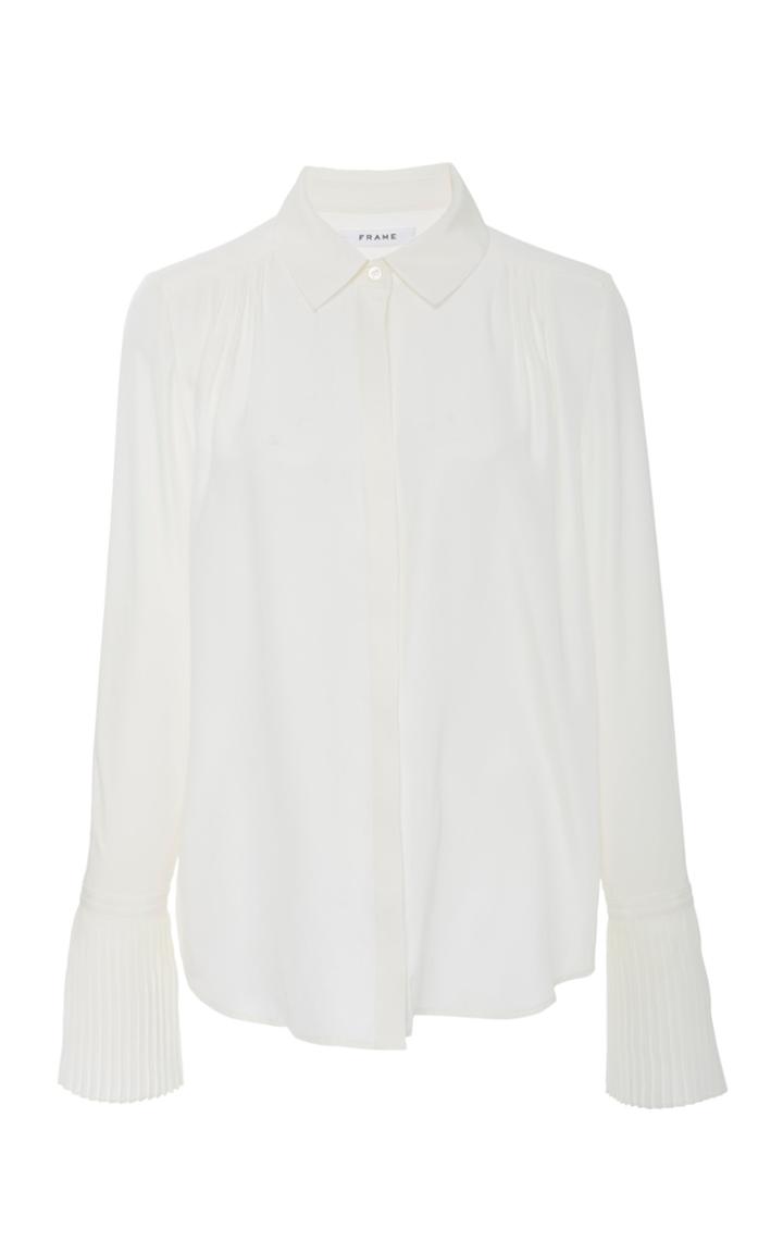 Frame Denim Pintucked Silk Blouse