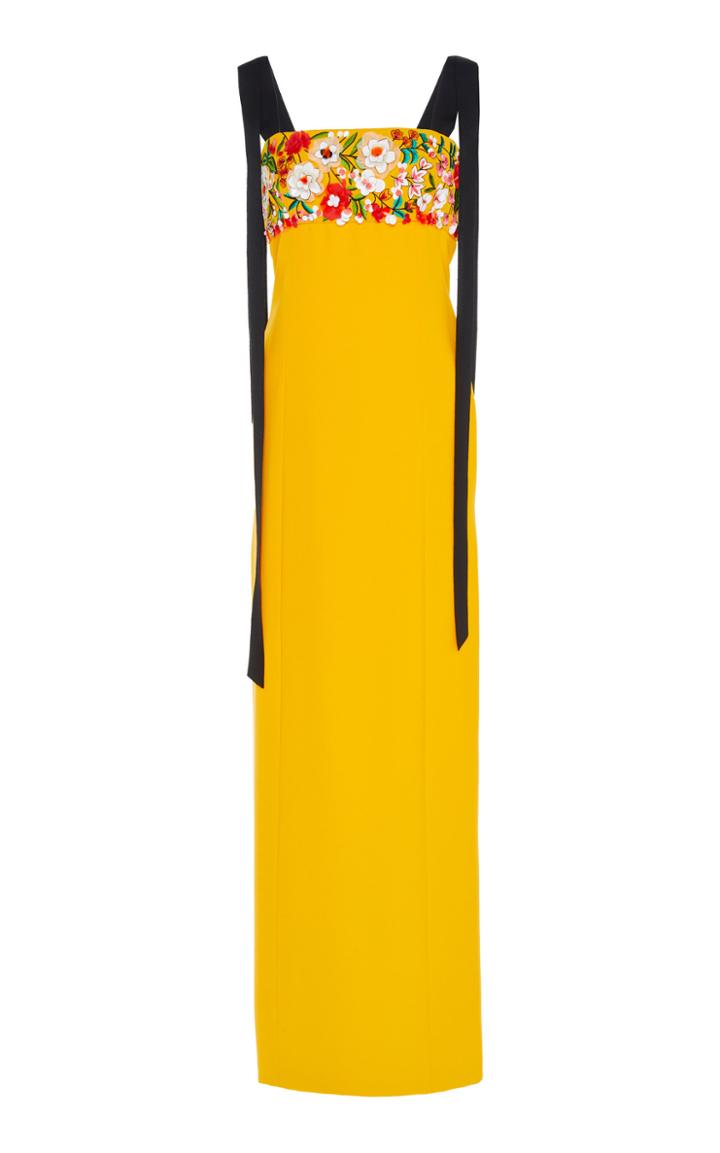 Carolina Herrera Embroidered Column Gown