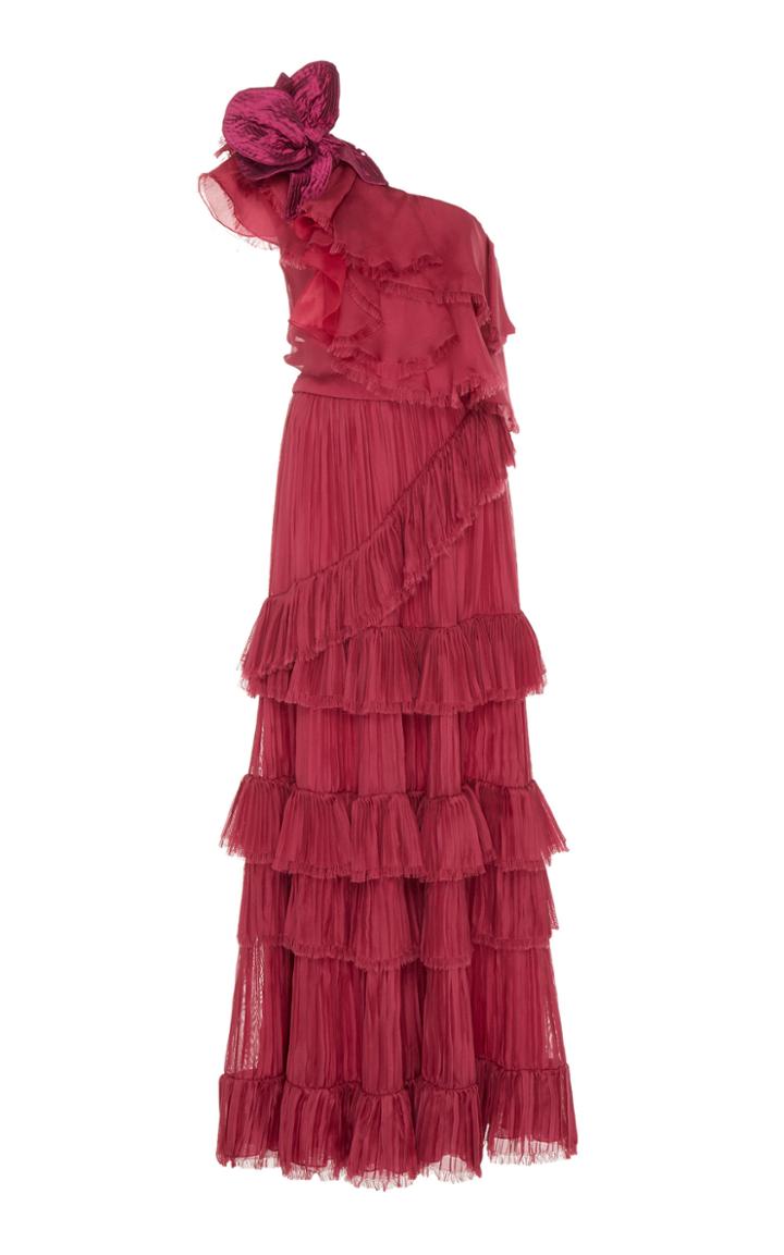 Johanna Ortiz God Of The Night Silk One-shoulder Gown