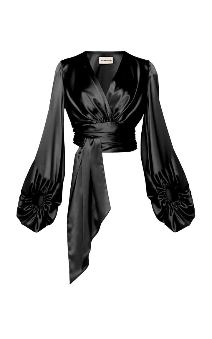 Alexandre Vauthier Tie-detailed Silk-satin Top