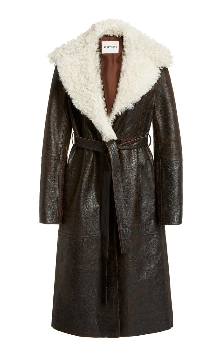 Moda Operandi Sandy Liang Planet Shearling Wrap Coat