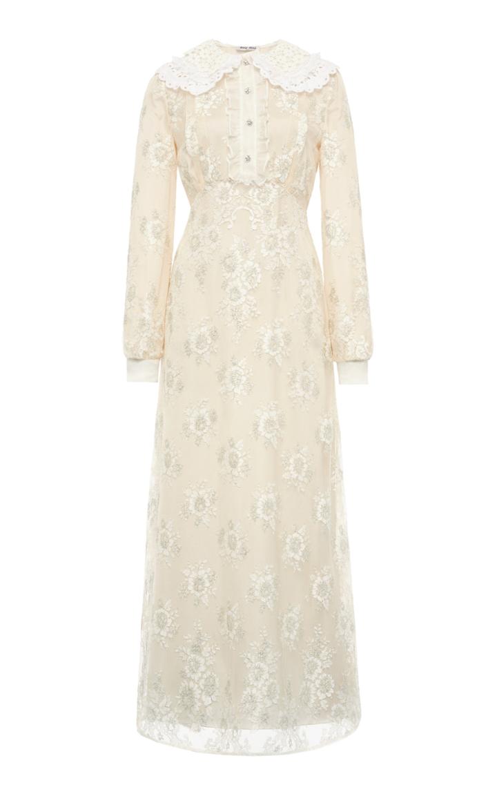 Miu Miu Metallic Lace Maxi Dress
