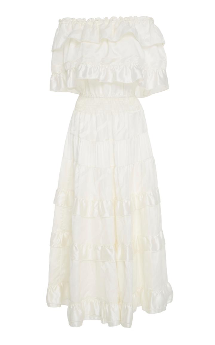Amber Sakai Zebra Ruffle Maxi Dress