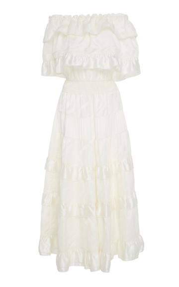 Amber Sakai Zebra Ruffle Maxi Dress