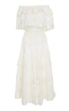 Amber Sakai Zebra Ruffle Maxi Dress