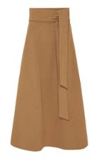 Moda Operandi St. Agni Manami Belted Cotton-linen A-line Midi Skirt