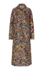 Oscar De La Renta Floral Brocade Pointed Collar Coat