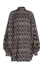 Moda Operandi Victoria Beckham Printed Silk Bishop-sleeve Dress