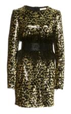 Semsem Novelty Sequin Mini Dress With Ostrich Feather Belt