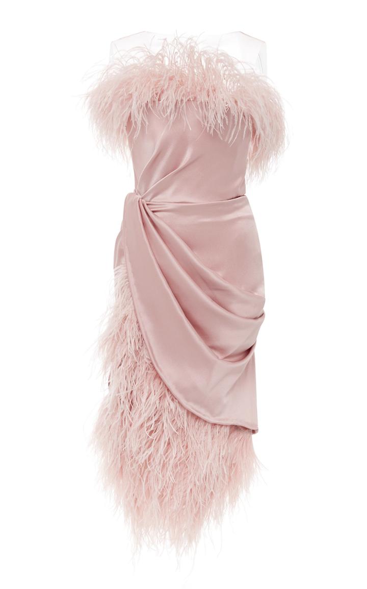 Marchesa Draped Satin Cocktail Dress