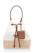Prada Small Raffia-accented Canvas Bucket Bag