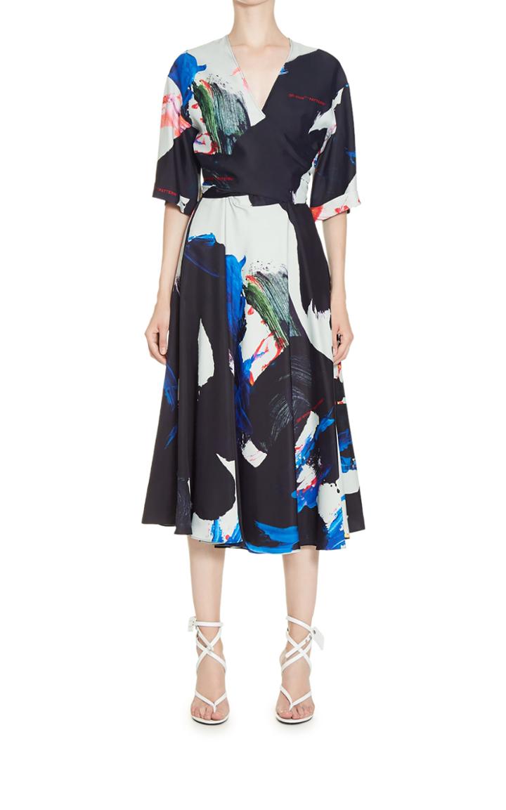 Moda Operandi Off-white C/o Virgil Abloh Brushstrokes Romantic Midi Dress Size: 38