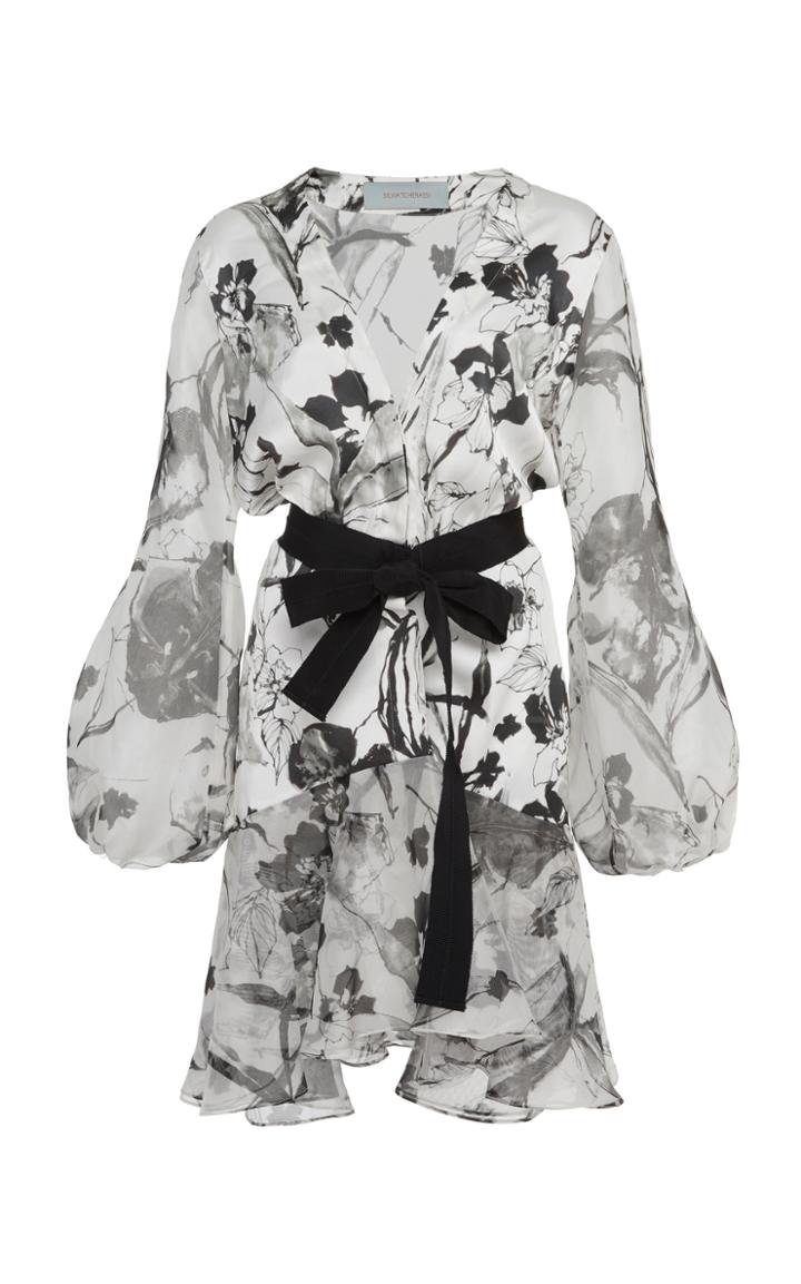 Silvia Tcherassi Bow-accented Galena Silk Mini Dress