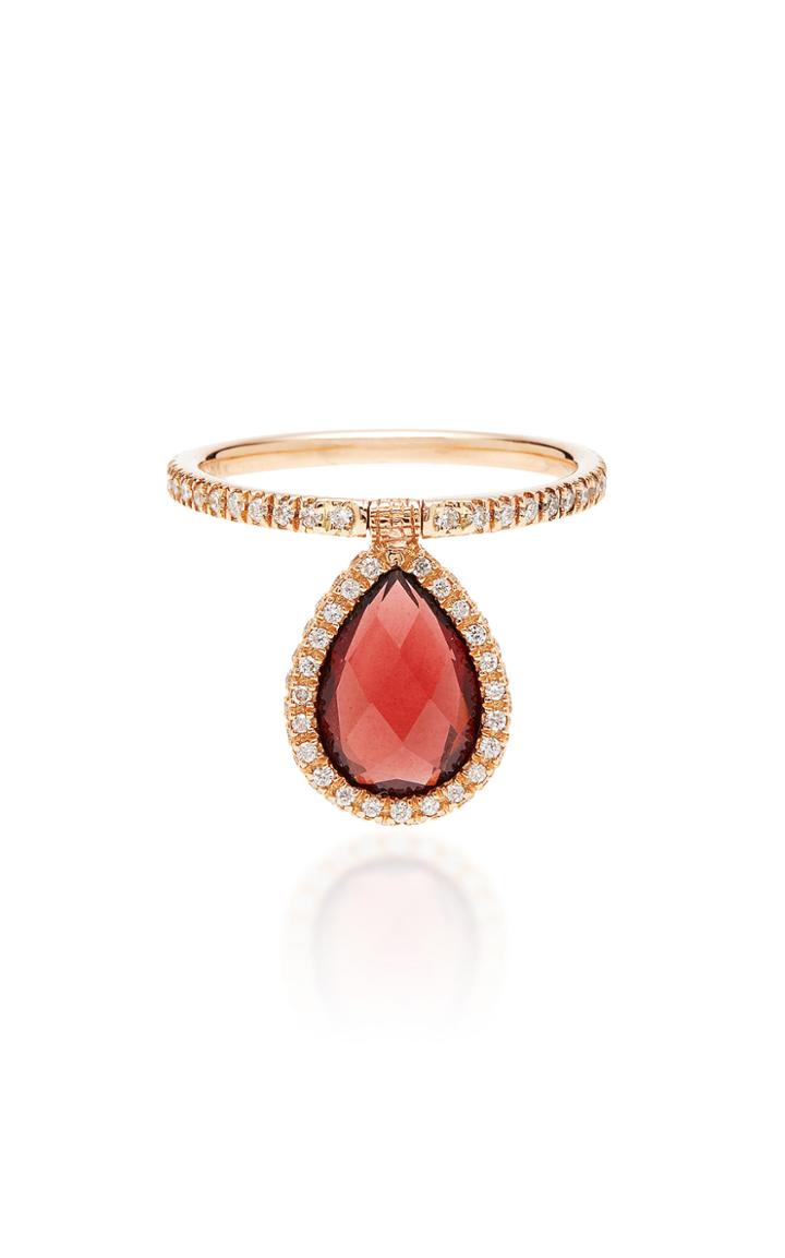 Nina Runsdorf M'o Exclusive: Medium Garnet Flip Ring With Pave Band