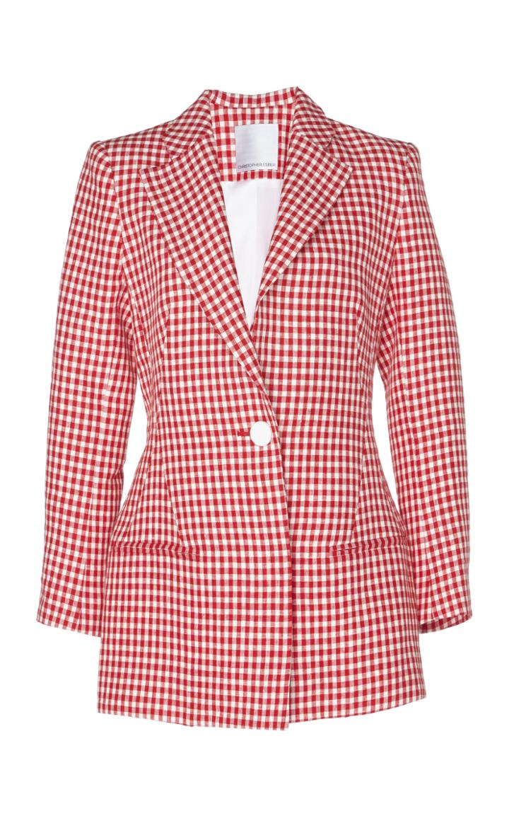 Christopher Esber Linen Darted Gingham Blazer