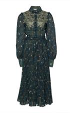 Luisa Beccaria Embroidered Plaid Chiffon Dress