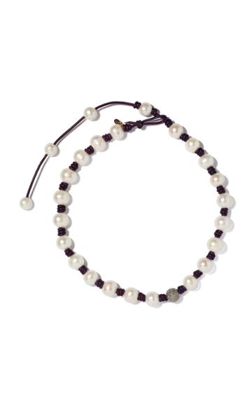 Joie Digiovanni Diamond-accented Pearl And Leather Necklace