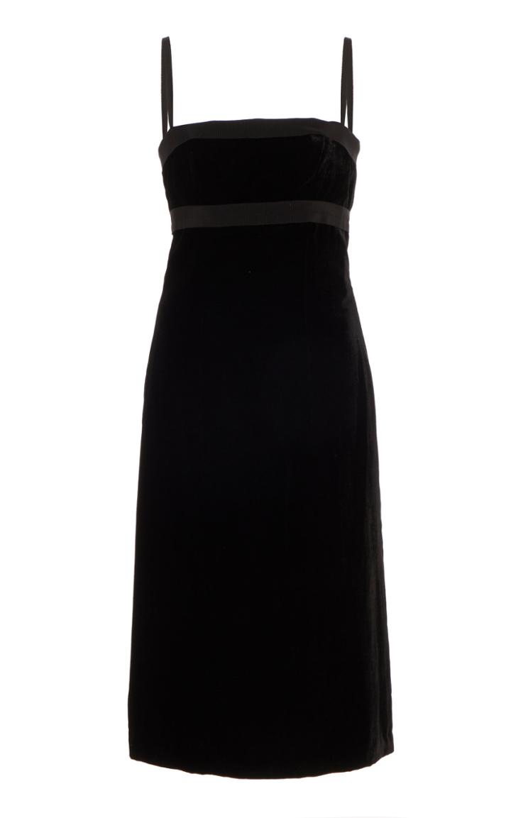 Brock Collection Grosgrain-trimmed Velvet Midi Dress Size: 2