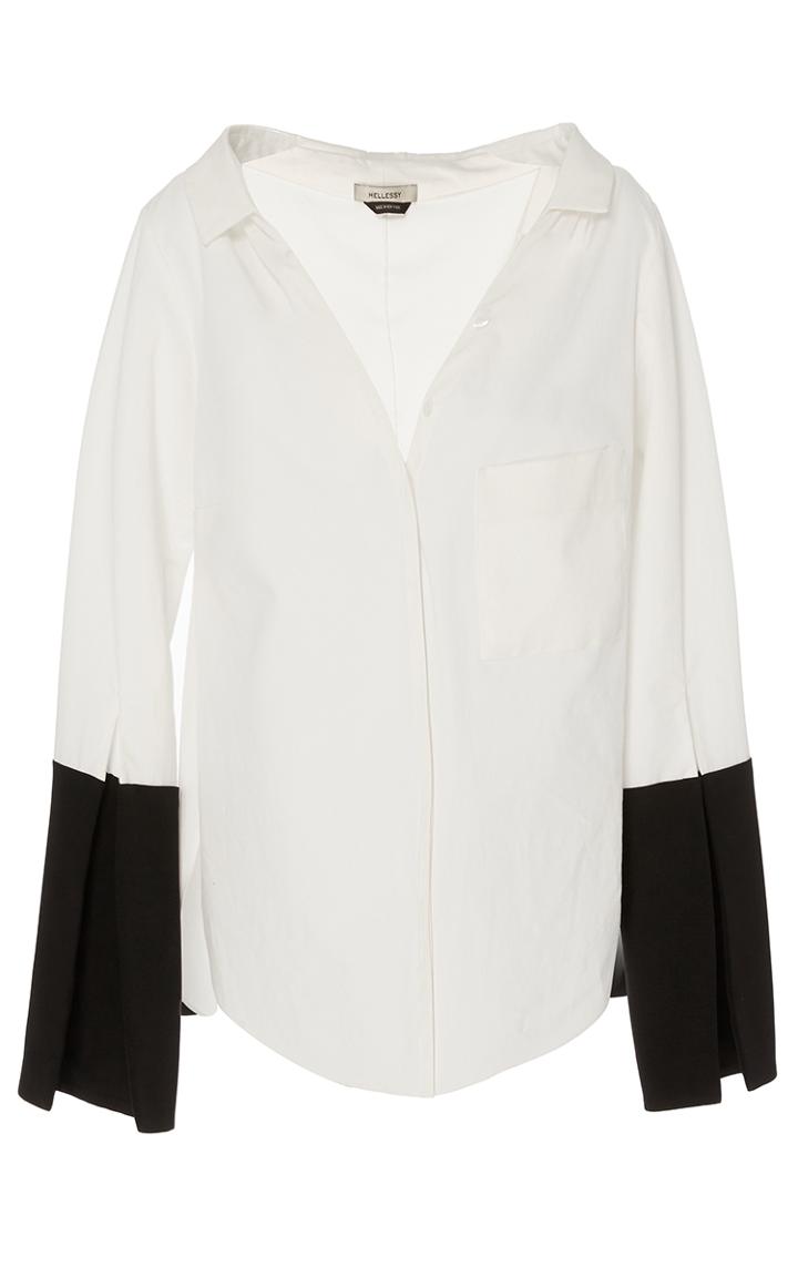 Hellessy Bessette Ecru Collar Off The Shoulder Shirt