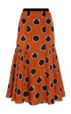 Johanna Ortiz Pleated Polka-dot Satin-jacquard Midi Skirt
