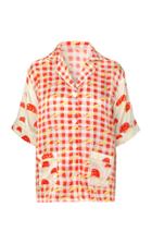 Moda Operandi Helmstedt Silk Satin Short Sleeve Pj Shirt Size: M/l