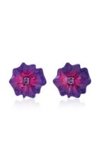 Sabbadini Oval-cut Amethyst Purple Flower Earrings