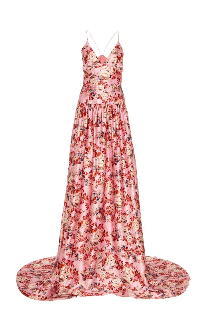 Markarian Angelica Floral Satin Gown
