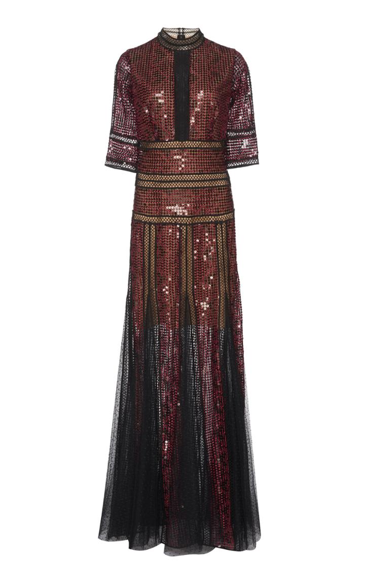 Costarellos Mockneck Sequin Dress