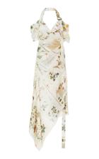 Monse Draped Printed Linen-silk Halter Dress